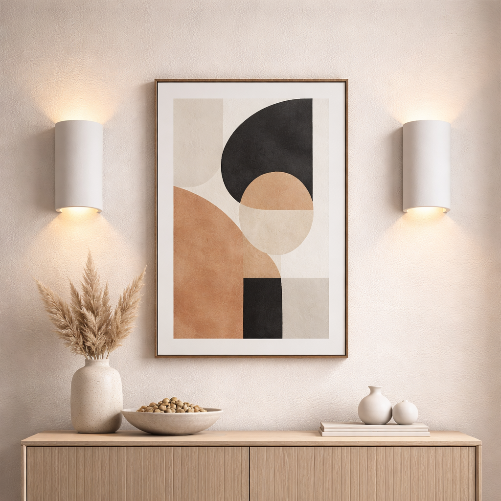 Wall Sconce Light Fixture – Modern Up and Down Wall Sconce in Paintable Plaster