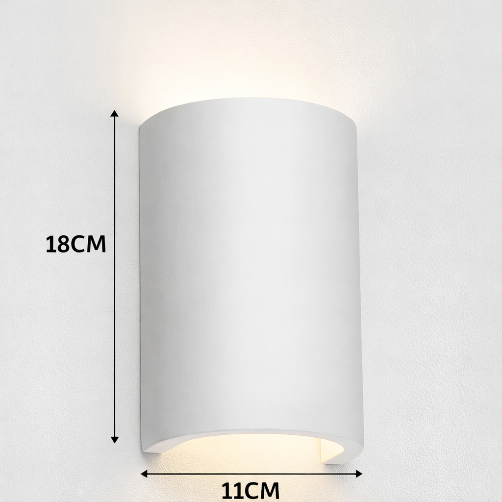 Wall Sconce Light Fixture – Modern Up and Down Wall Sconce in Paintable Plaster