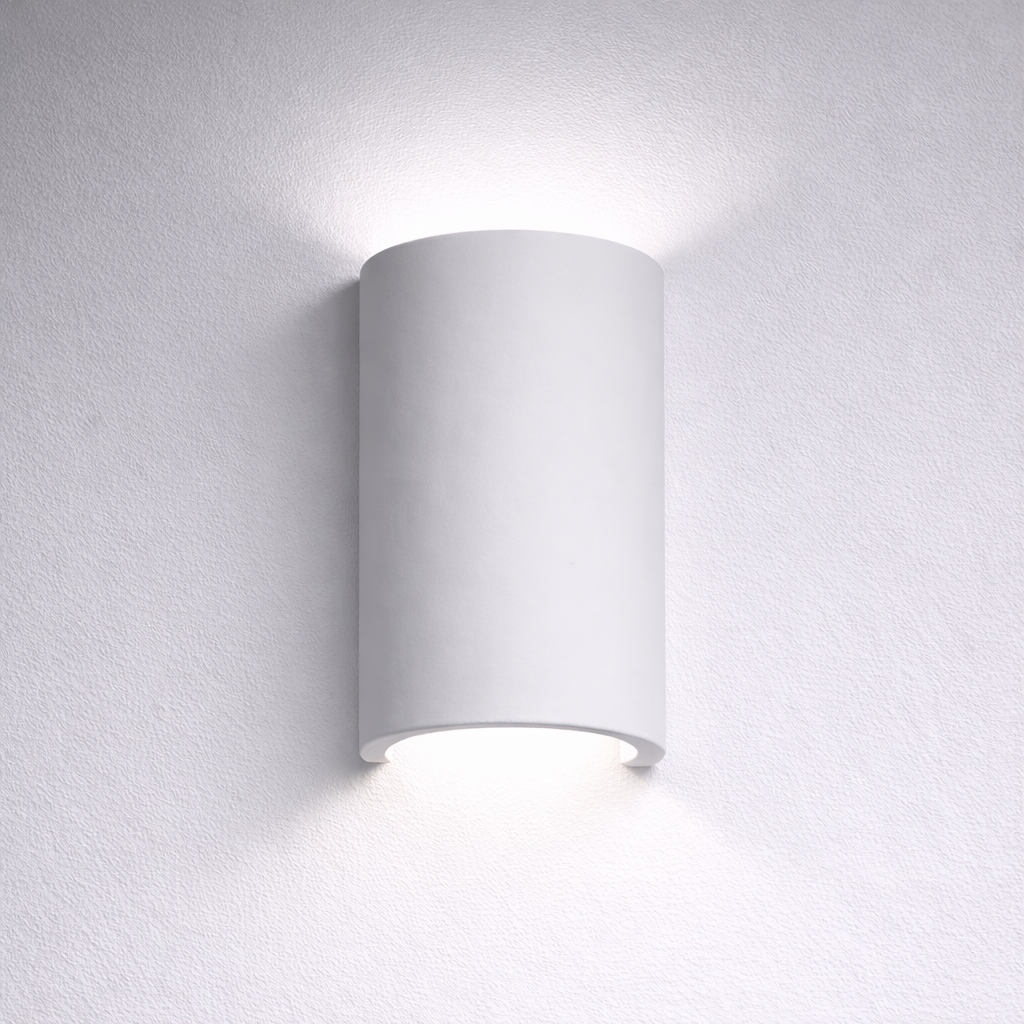 Wall Sconce Light Fixture – Modern Up and Down Wall Sconce in Paintable Plaster