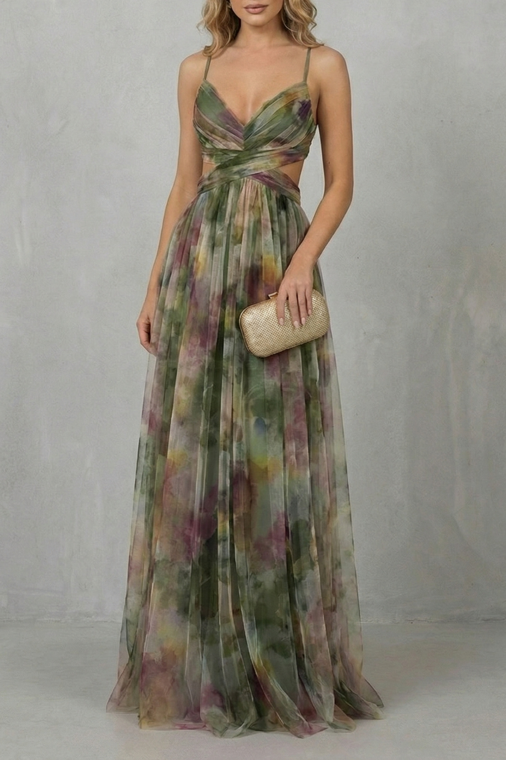 Printed Maxi Sleeveless Dress – Evening-Ready Elegance
