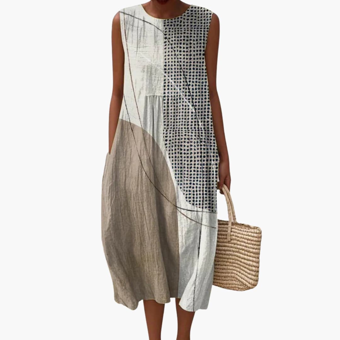 Printed Midi Sleeveless Dress – Refined Everyday Ease