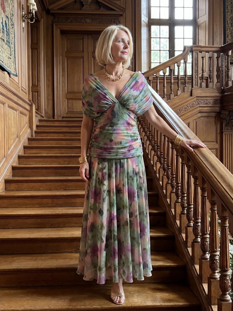 Printed Midi Wedding Guest Dress – Elegant Summer Occasion Style