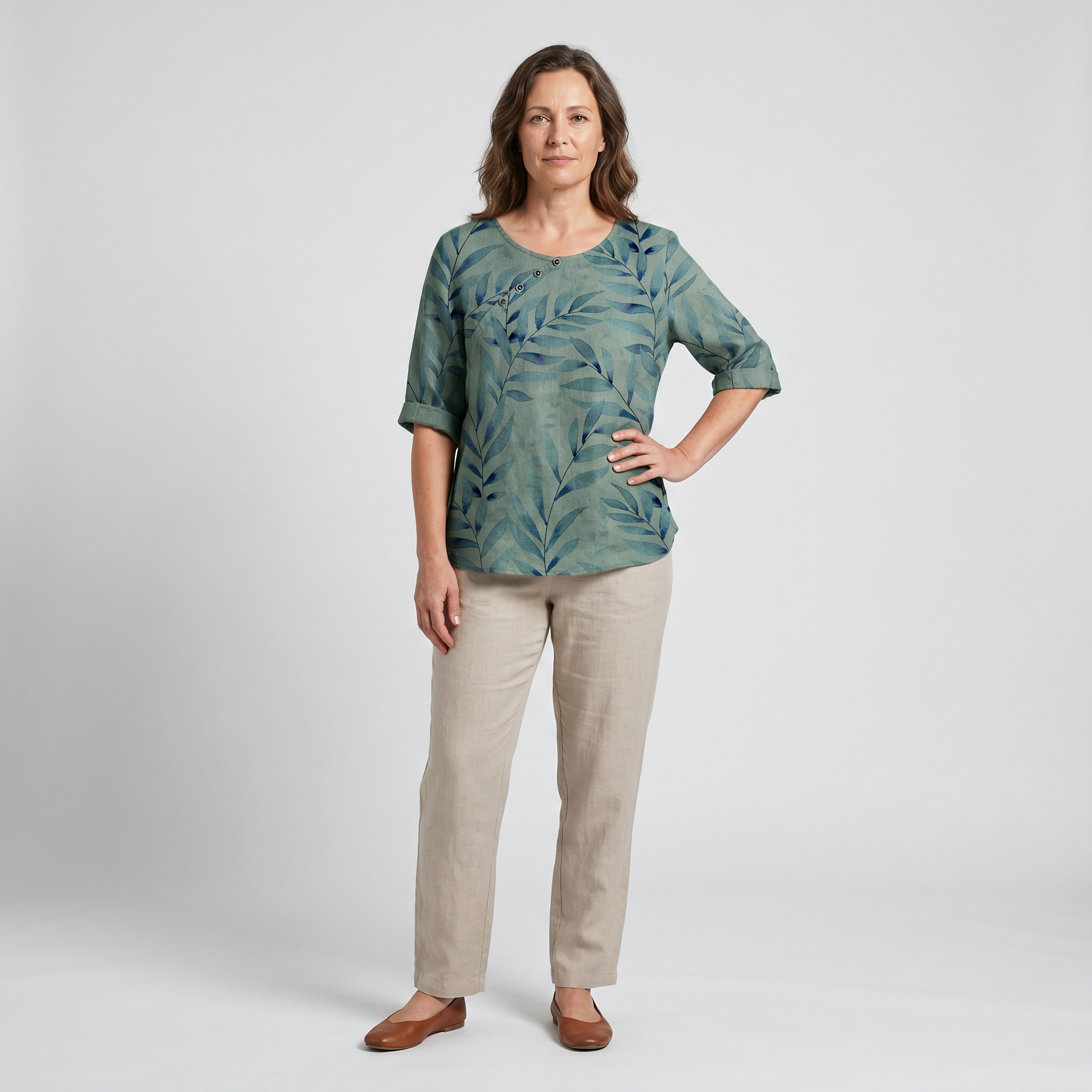 Printed Round-Neck Blouse – Easy Summer Style
