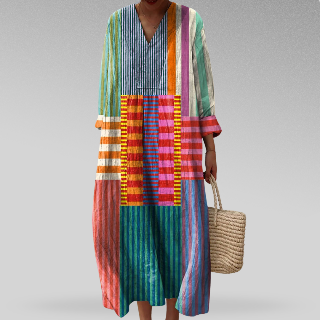 colour block maxi dresses Striped Patchwork Colour-Block Dress Sparkly Grey Chiffon Sheath From Sugarlips Style:ST3125B01 Models:Model 3
