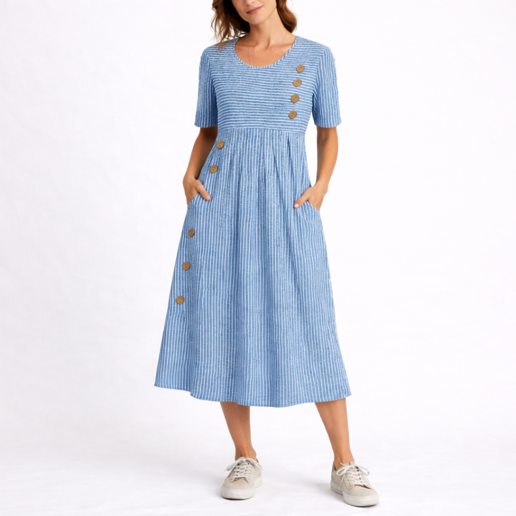 Striped Midi Dress – Evening-Ready Elegance