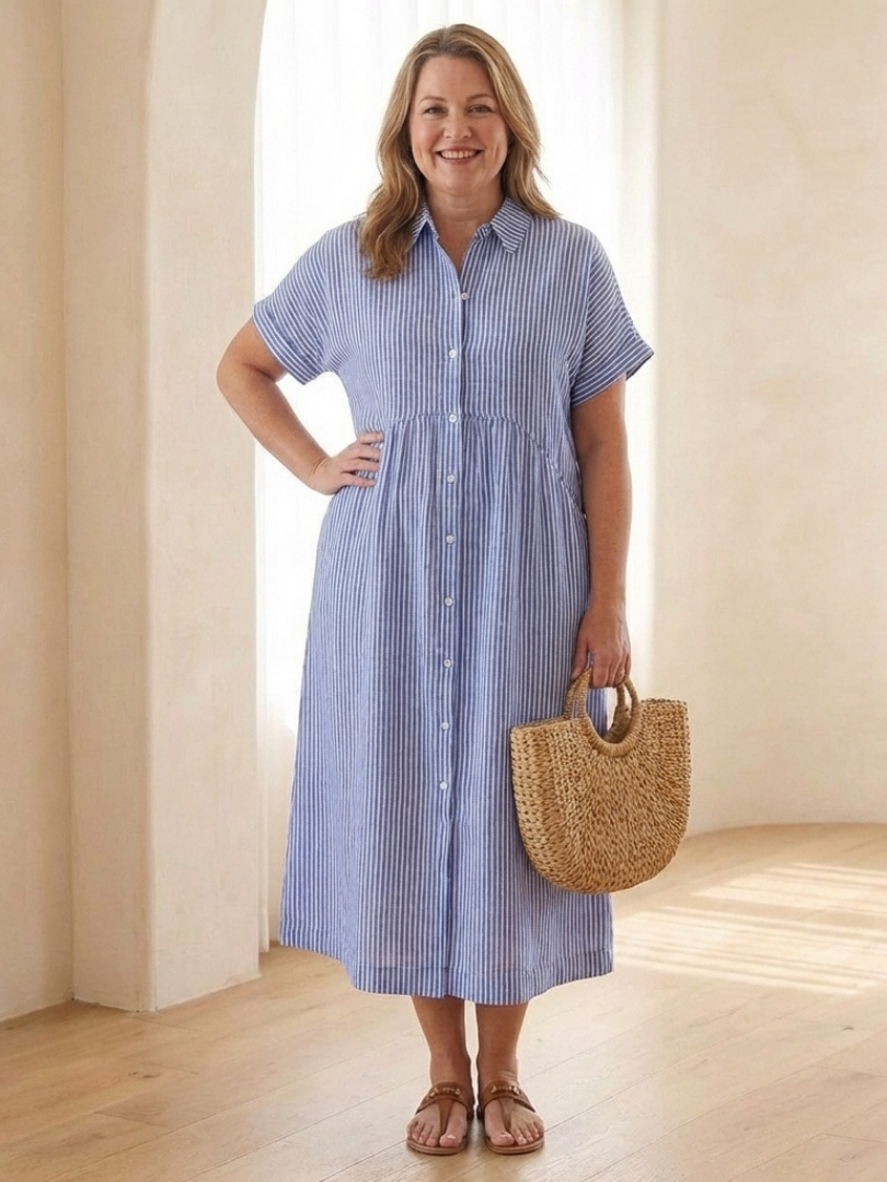Striped Midi Dress – Relaxed Daytime Look