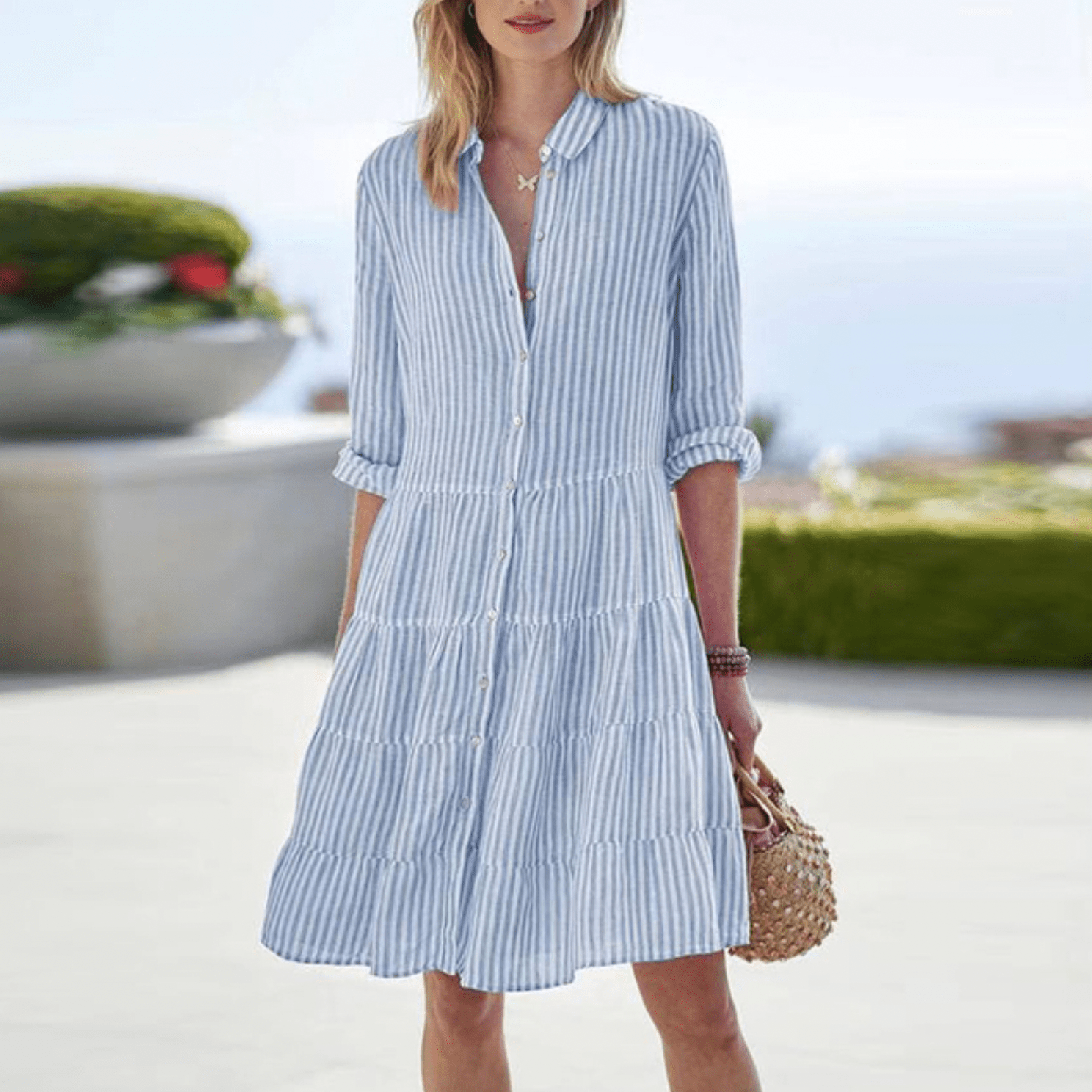 Striped Mini Collared Dress – Effortless Summer Style