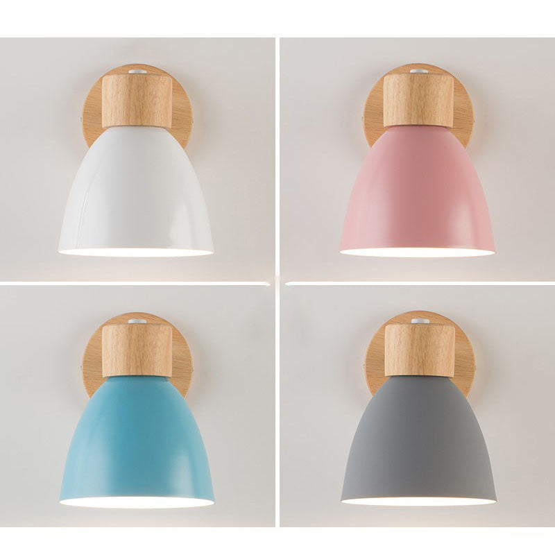 Wall Sconce Light Fixture – Modern Wood Cone Wall Light