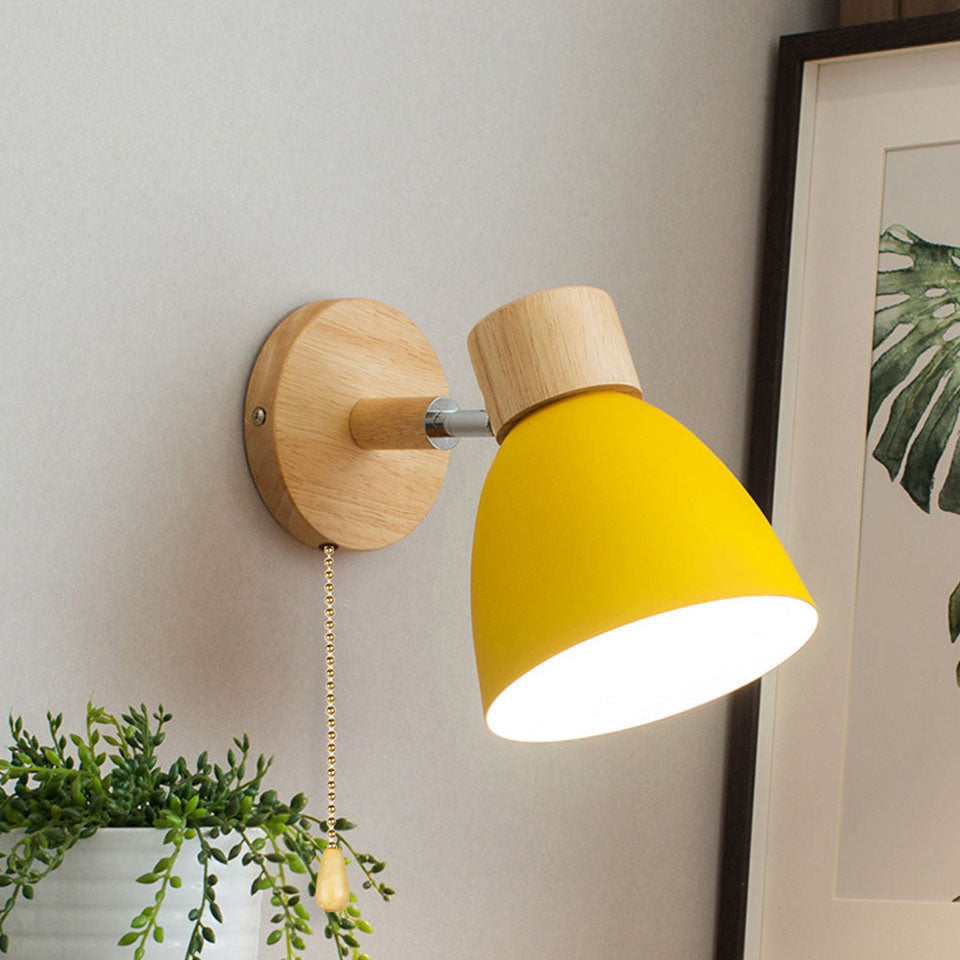 Wall Sconce Light Fixture – Modern Wood Cone Wall Light