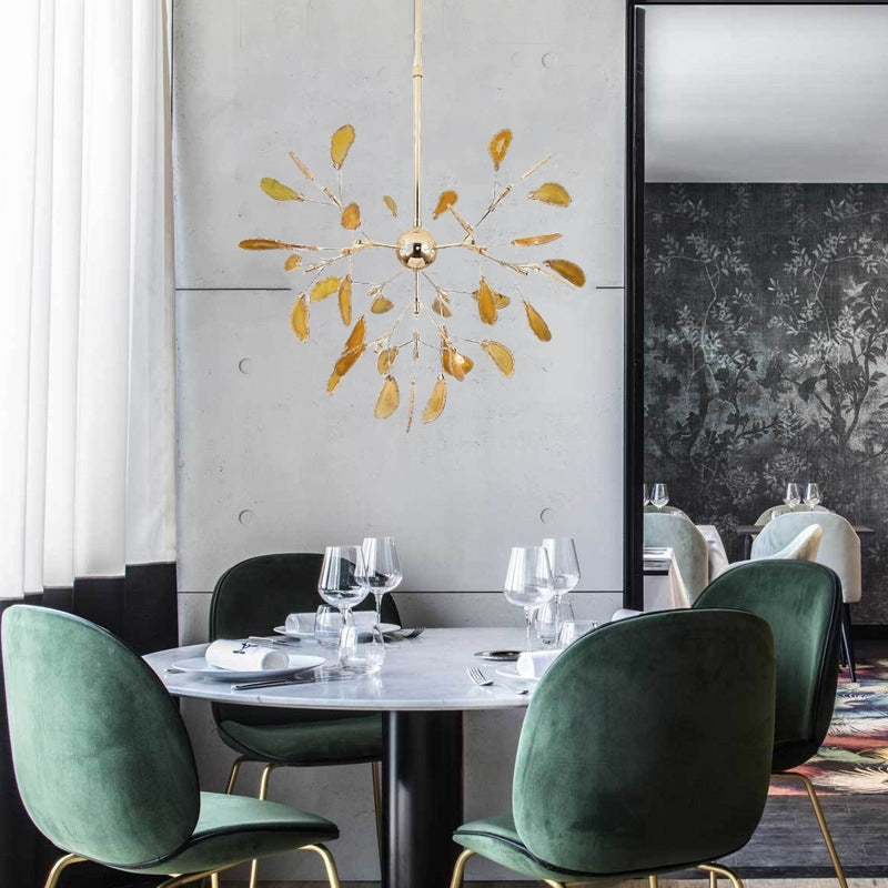 Colorful Agate Chandelier Light Fixture – Modern Branch Ceiling Light