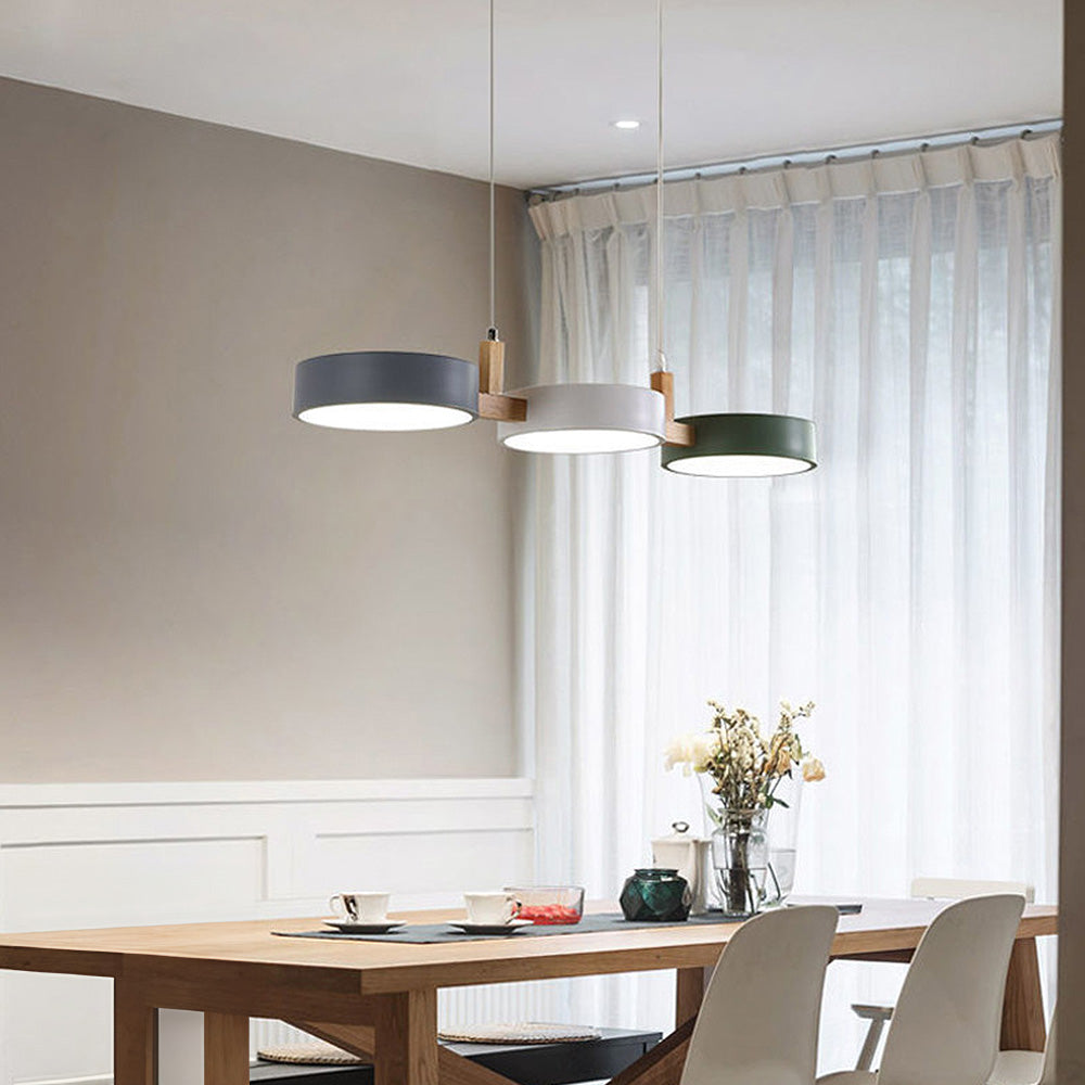 Linear Pendant Light Fixture – Modern Multi-Light LED Ceiling Light with Wood Accents