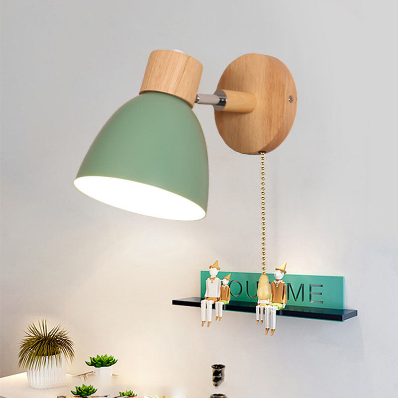 Wall Sconce Light Fixture – Modern Wood Cone Wall Light