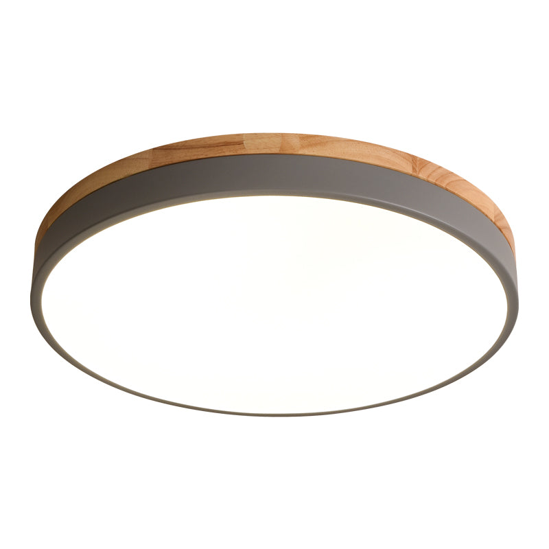 Flush Mount Ceiling Light Fixture – Round LED Ceiling Light with Wood Trim