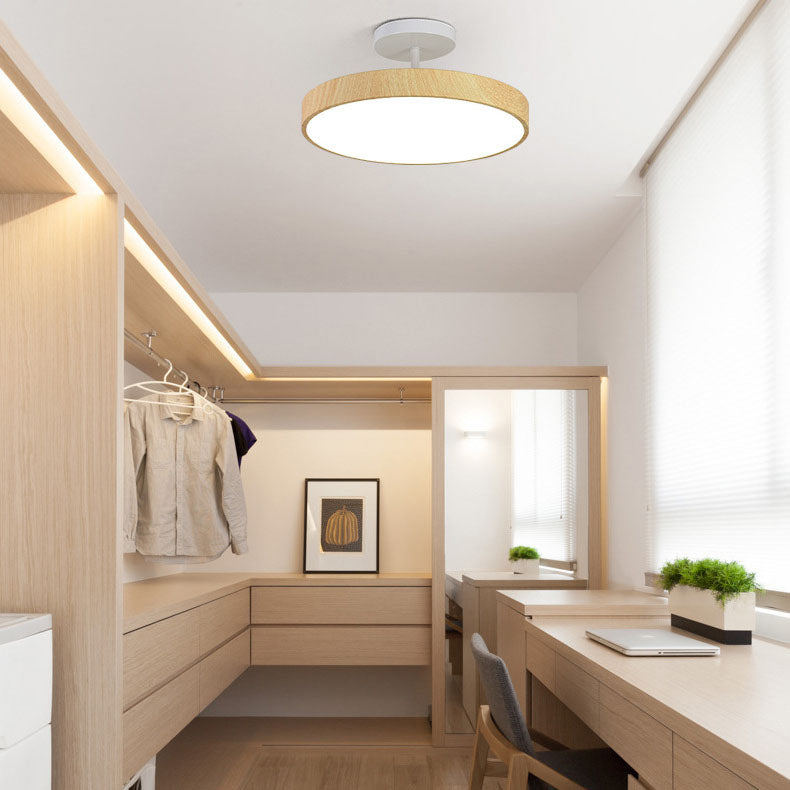 LED Semi-Flush Mount Ceiling Light Fixture – Japanese Round Ceiling Light