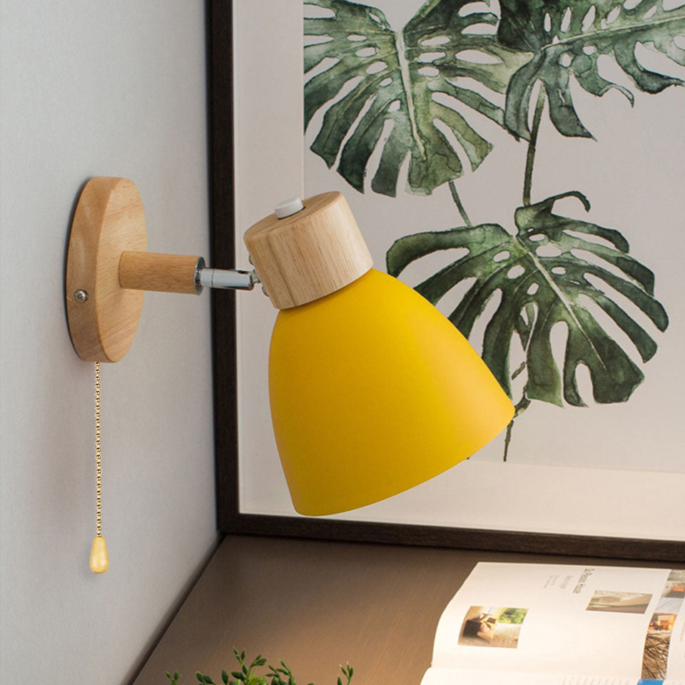 Wall Sconce Light Fixture – Modern Wood Cone Wall Light