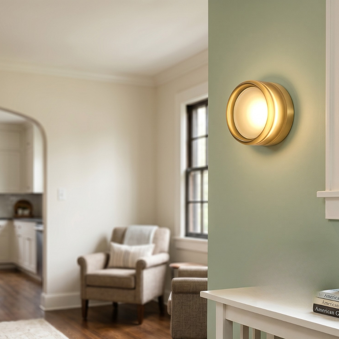 Glass Wall Sconce Light Fixture – Modern Round LED Wall Light