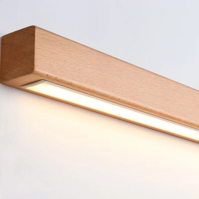 LED Vanity Light Fixture – Modern Linear Wood Mirror Wall Light