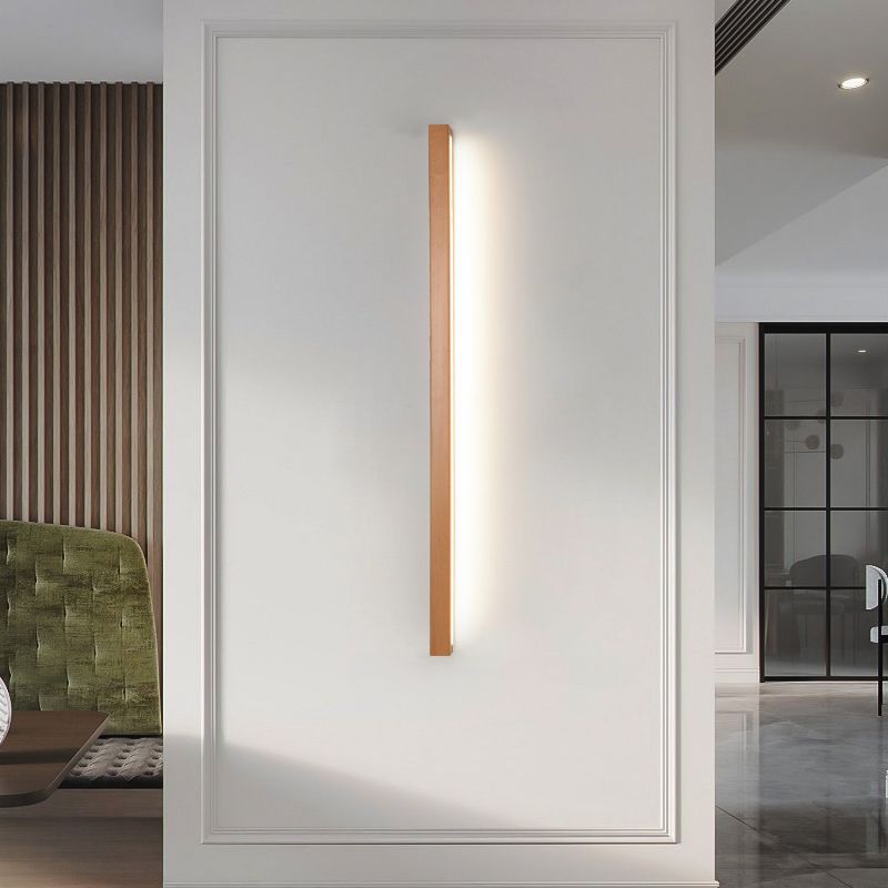 LED Vanity Light Fixture – Modern Linear Wood Mirror Wall Light