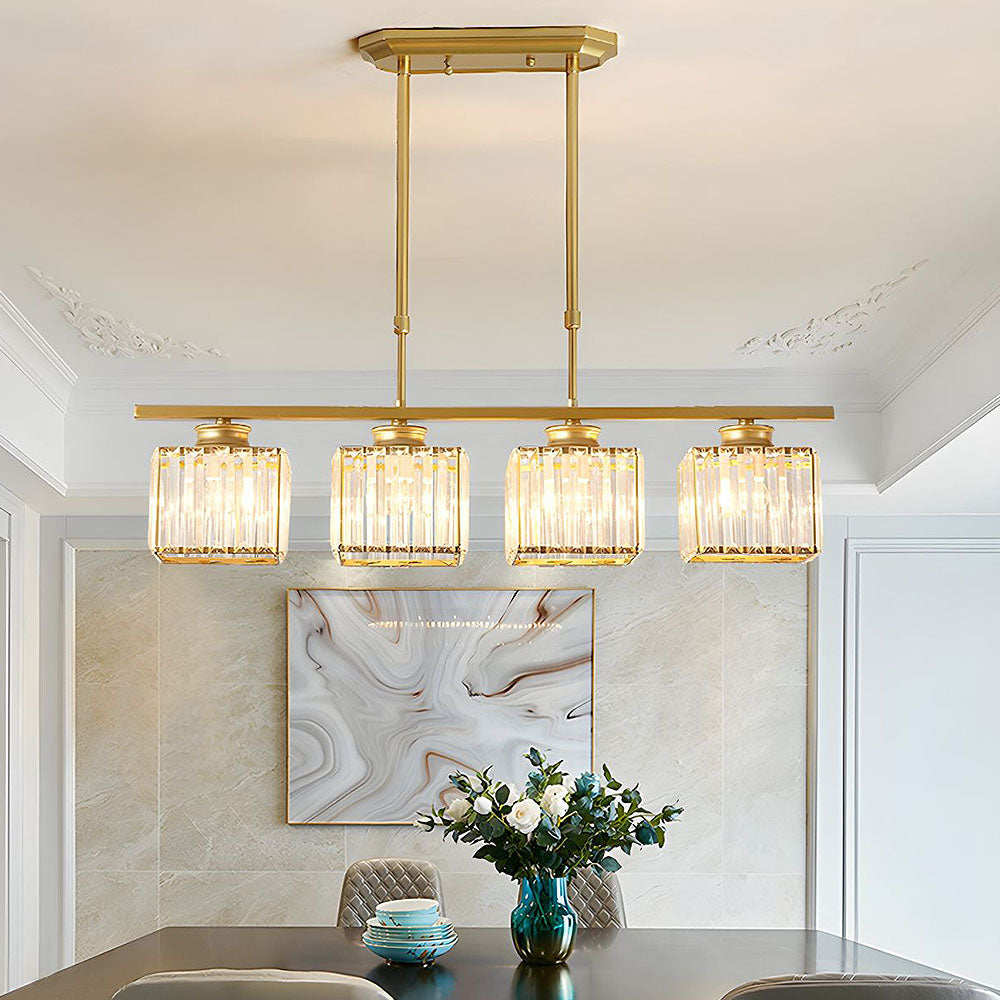 Linear Chandelier Light Fixture – Modern Glass Island Light