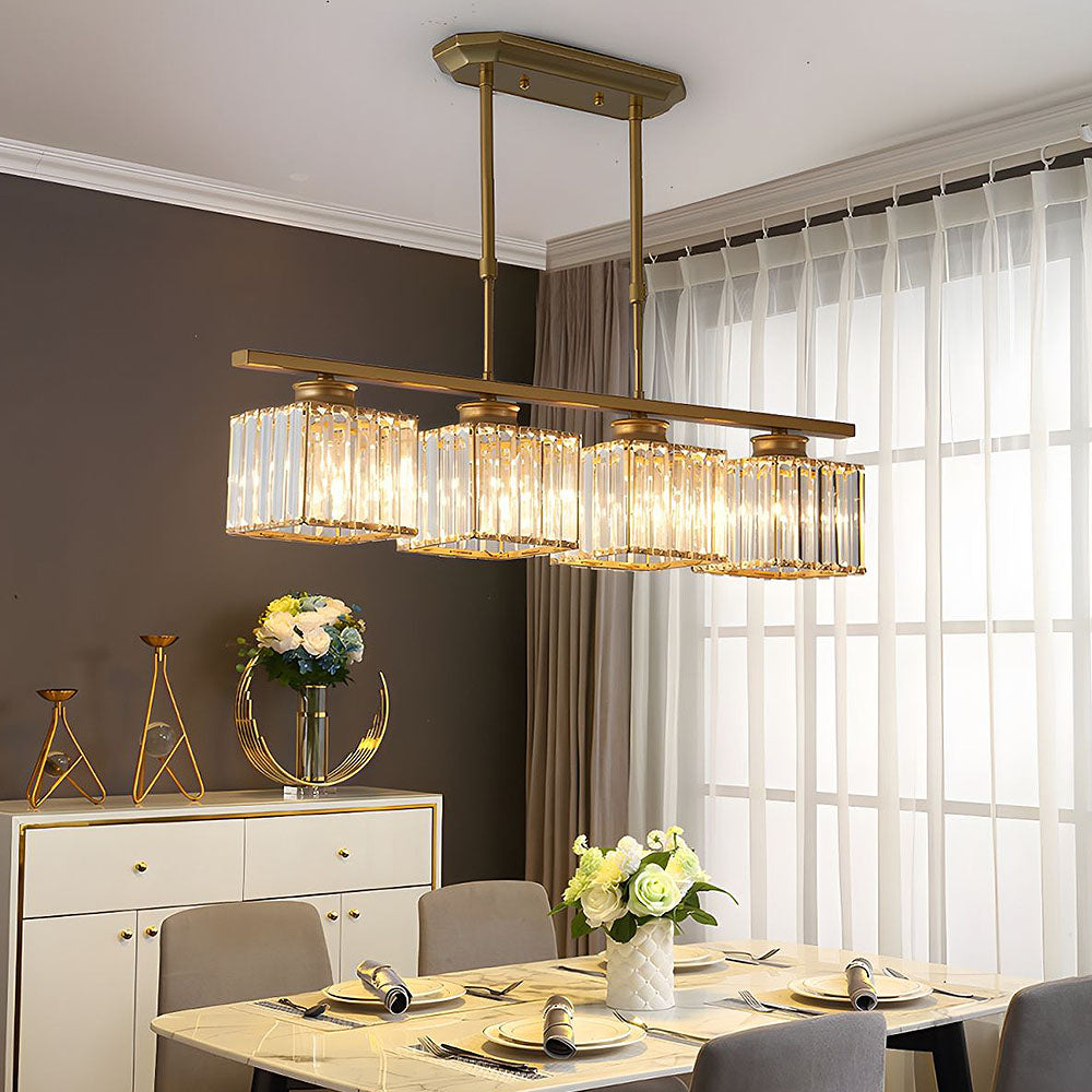 Linear Chandelier Light Fixture – Modern Glass Island Light