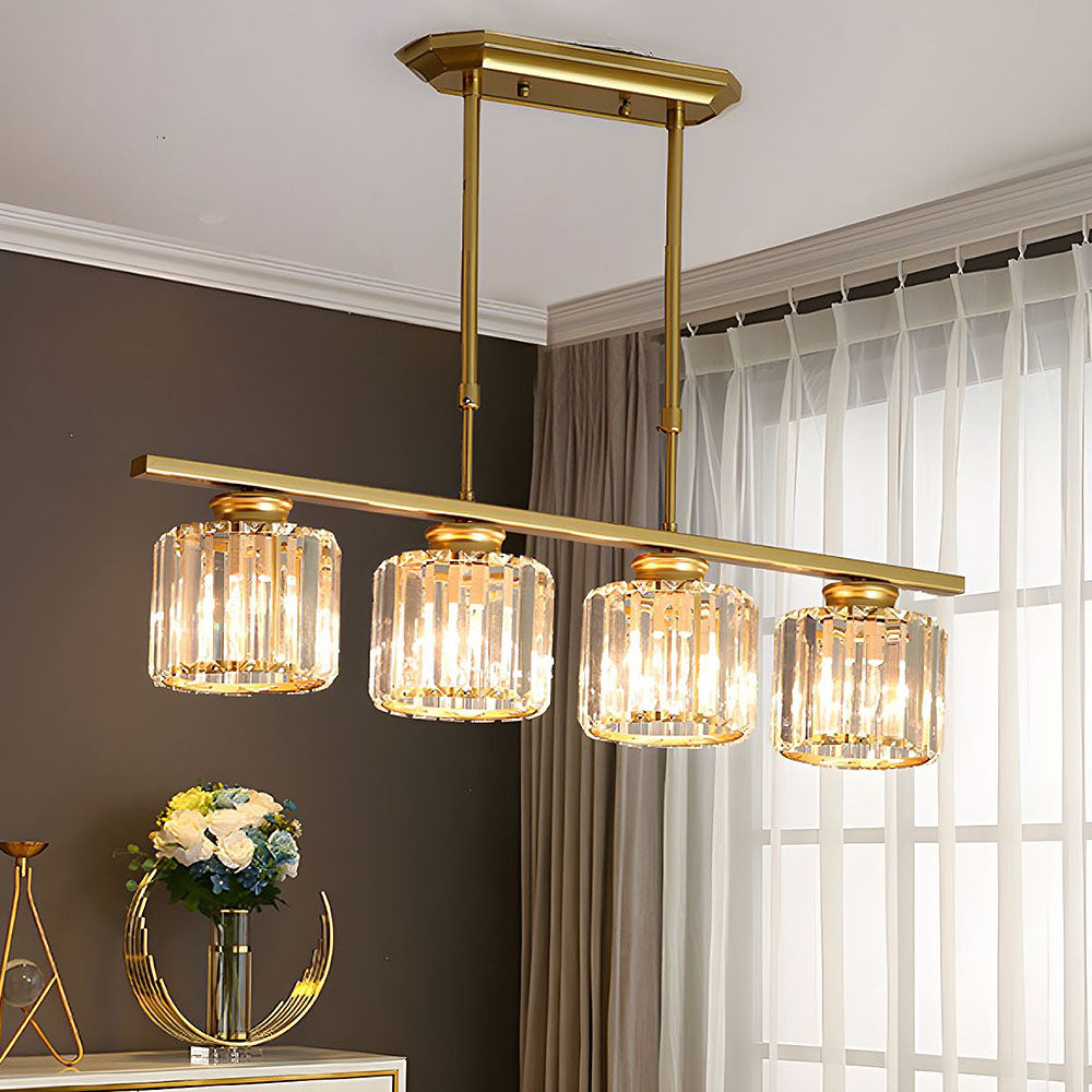 Linear Chandelier Light Fixture – Modern Glass Island Light