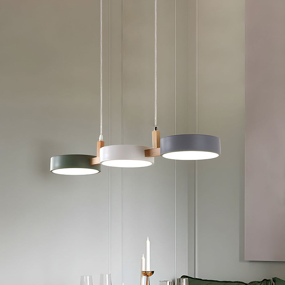 Linear Pendant Light Fixture – Modern Multi-Light LED Ceiling Light with Wood Accents