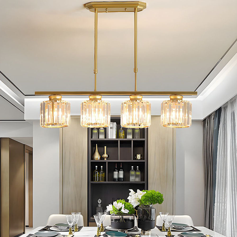 Linear Chandelier Light Fixture – Modern Glass Island Light