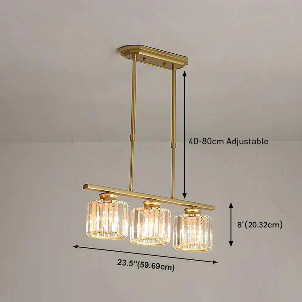 Linear Chandelier Light Fixture – Modern Glass Island Light
