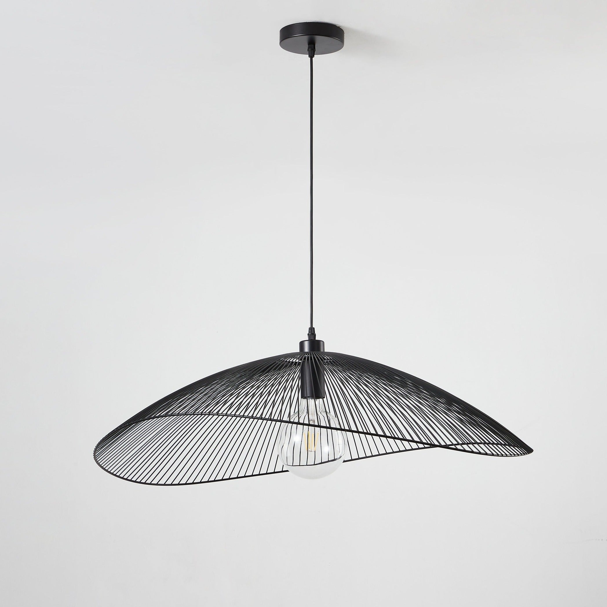 Black Wire Pendant Light Fixture – Modern Dome Ceiling Light