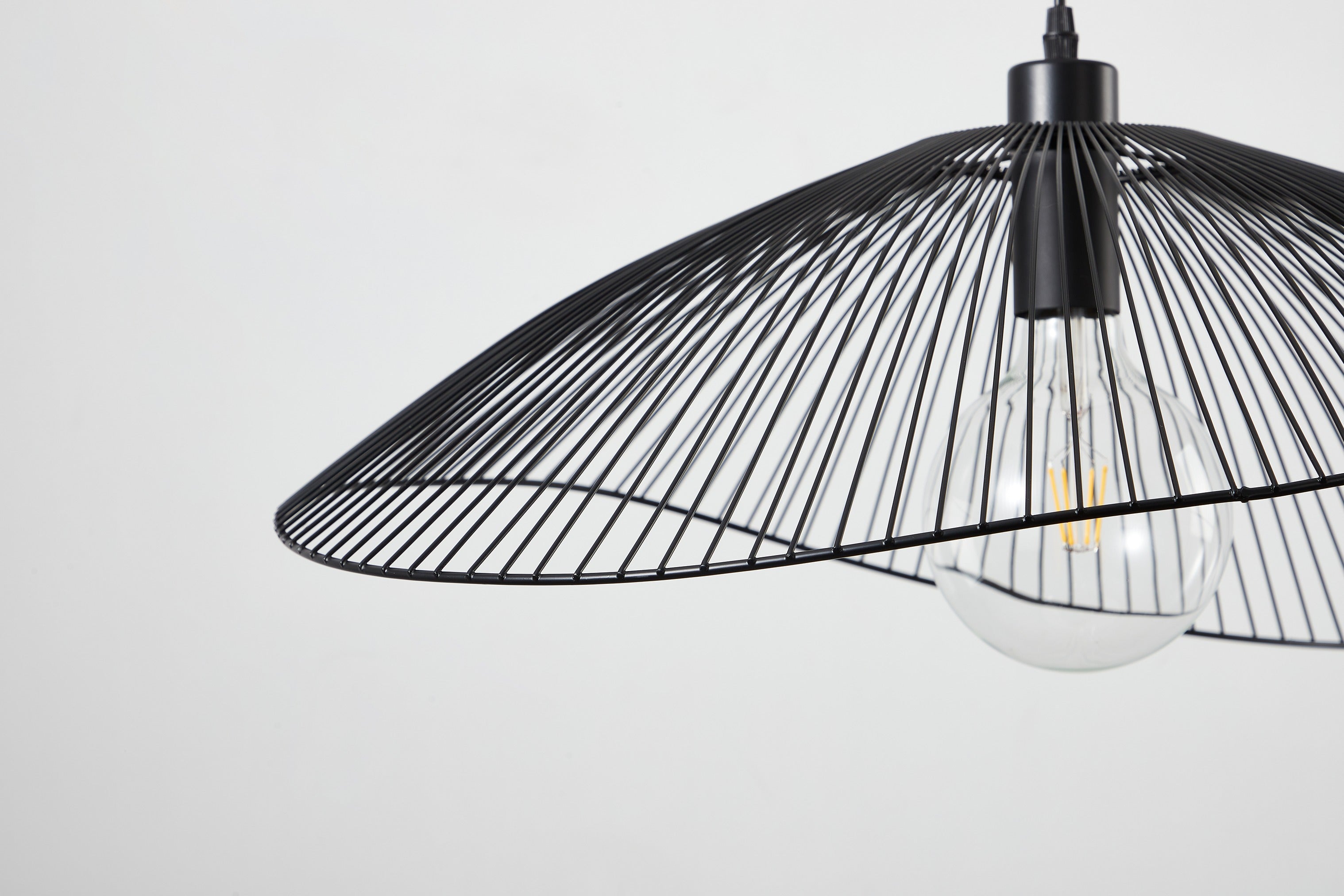 Black Wire Pendant Light Fixture – Modern Dome Ceiling Light