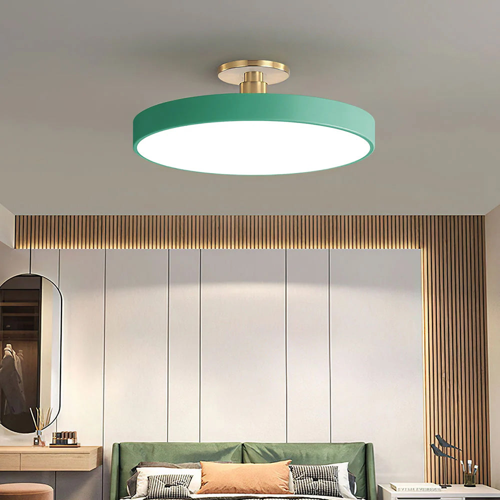 Modern LED Semi-Flush Mount Ceiling Light Fixture – Black Round Ceiling Light