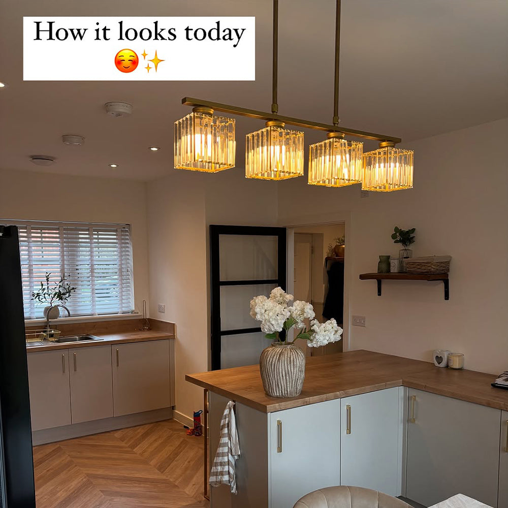 Linear Chandelier Light Fixture – Modern Glass Island Light