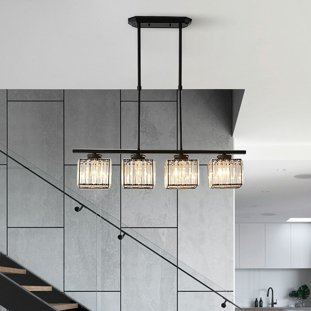Linear Chandelier Light Fixture – Modern Glass Island Light