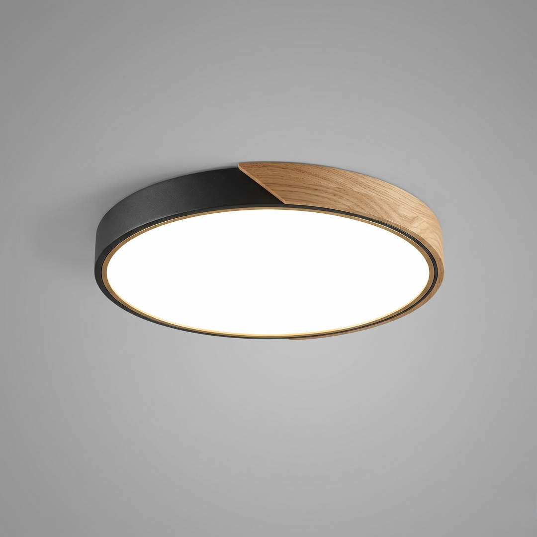 Scandinavian LED Flush Mount Ceiling Light Fixture – Modern Wood Ceiling Light
