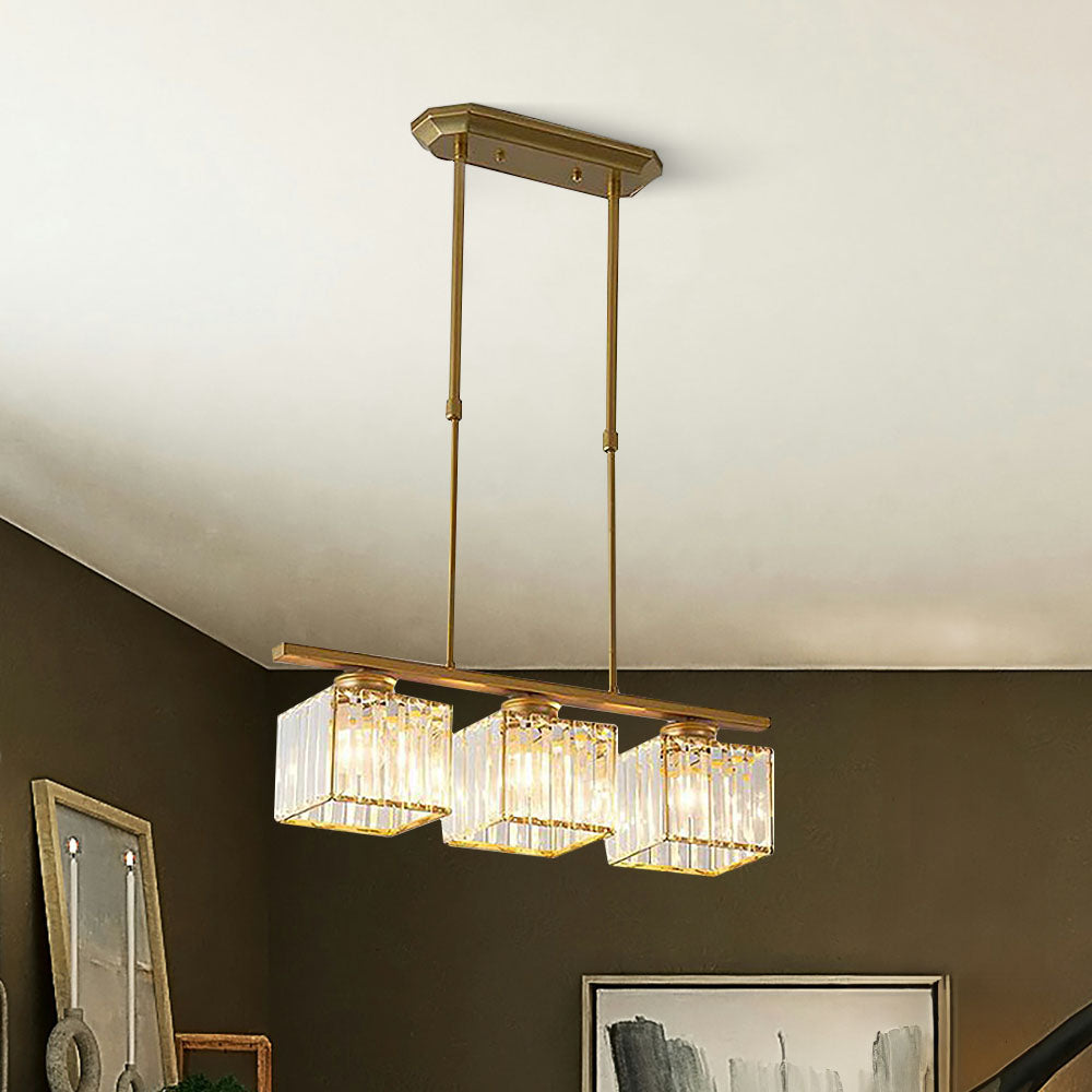 Linear Chandelier Light Fixture – Modern Glass Island Light