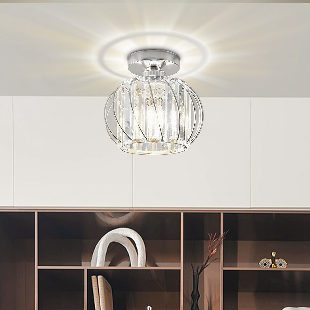 Semi-Flush Mount Ceiling Light Fixture – Modern Black Glass Ceiling Light