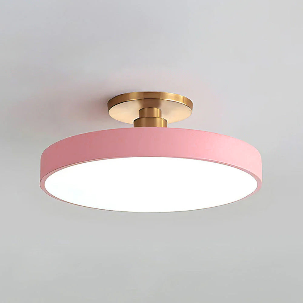 Modern LED Semi-Flush Mount Ceiling Light Fixture – Black Round Ceiling Light