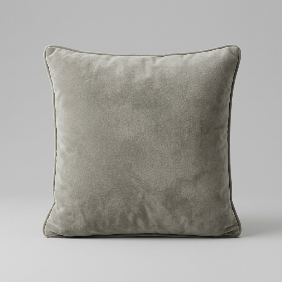 Light Gray Velvet Throw Pillow – Square Decorative Cushion