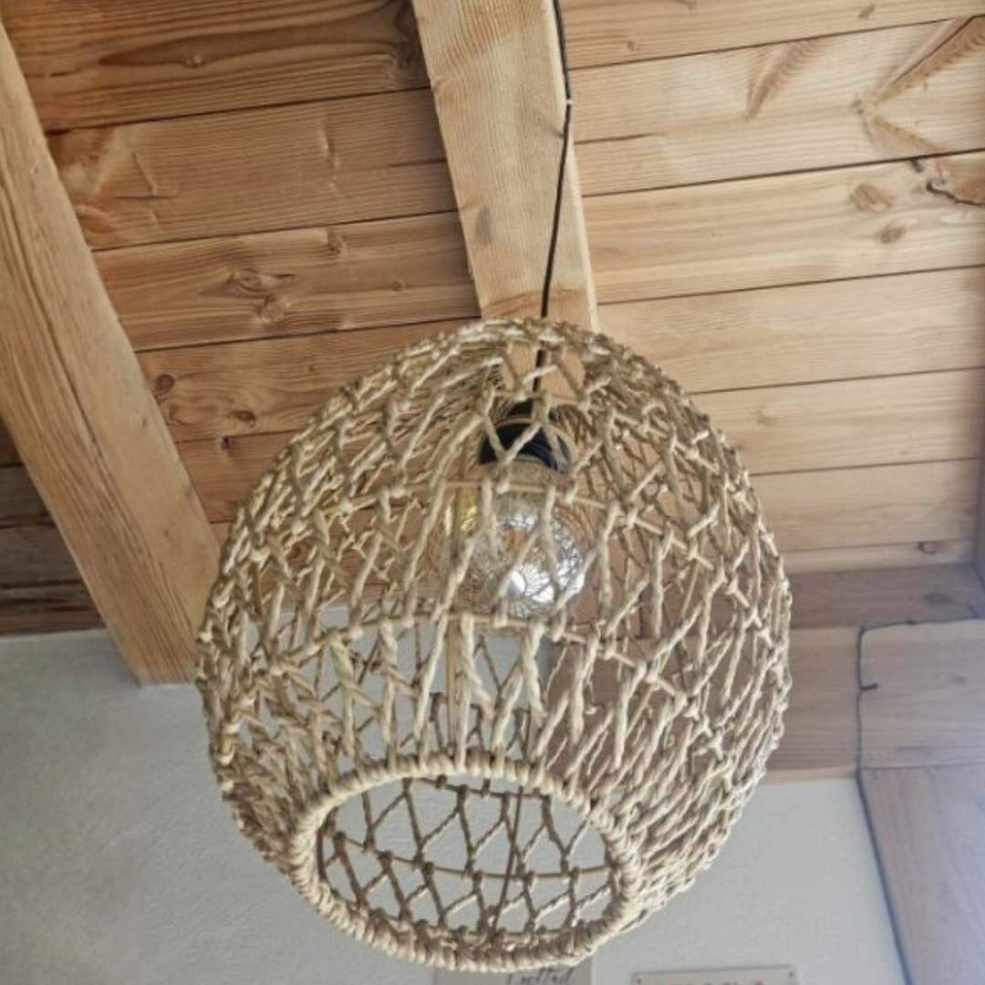 Natural Woven Pendant Light – Boho Hanging Ceiling Lamp