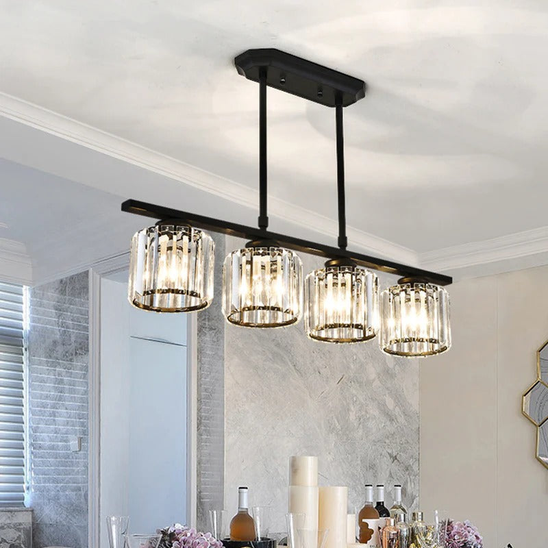 Linear Chandelier Light Fixture – Modern Glass Island Light