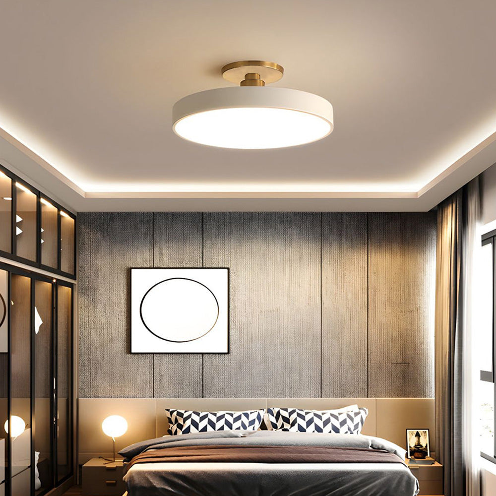 Modern LED Semi-Flush Mount Ceiling Light Fixture – Black Round Ceiling Light
