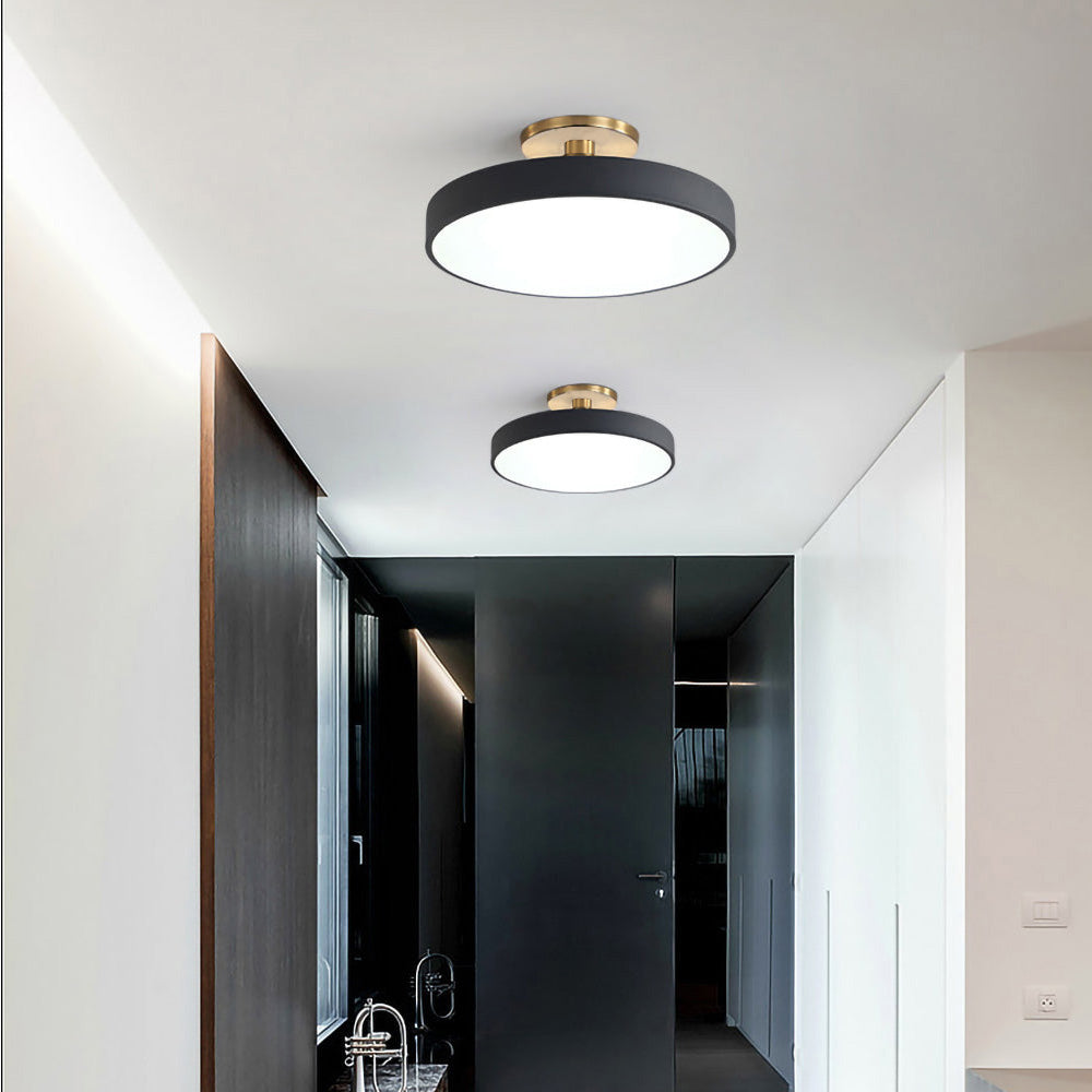 Modern LED Semi-Flush Mount Ceiling Light Fixture – Black Round Ceiling Light