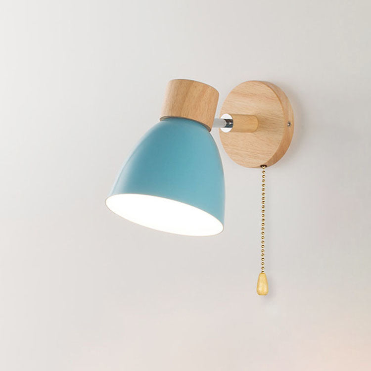 Wall Sconce Light Fixture – Modern Wood Cone Wall Light