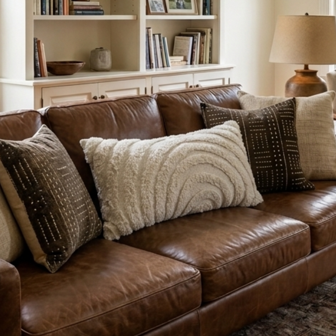 Ivory Textured Lumbar Throw Pillow – Rectangular Decorative Cushion