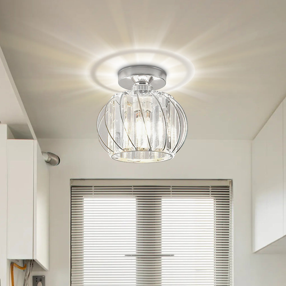 Semi-Flush Mount Ceiling Light Fixture – Modern Black Glass Ceiling Light