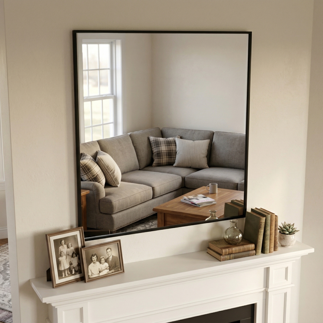 Black Rectangular Wall Mirror – Modern Minimalist Accent Mirror