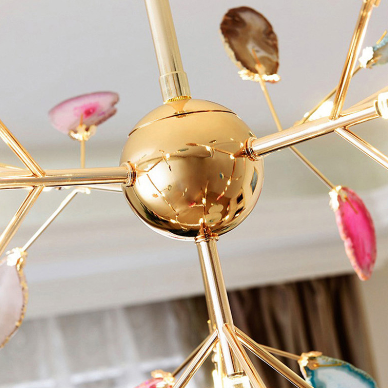 Colorful Agate Chandelier Light Fixture – Modern Branch Ceiling Light