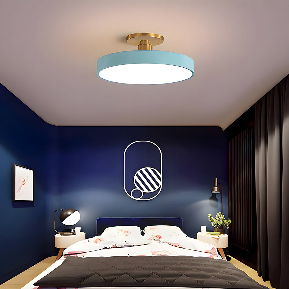 Modern LED Semi-Flush Mount Ceiling Light Fixture – Black Round Ceiling Light