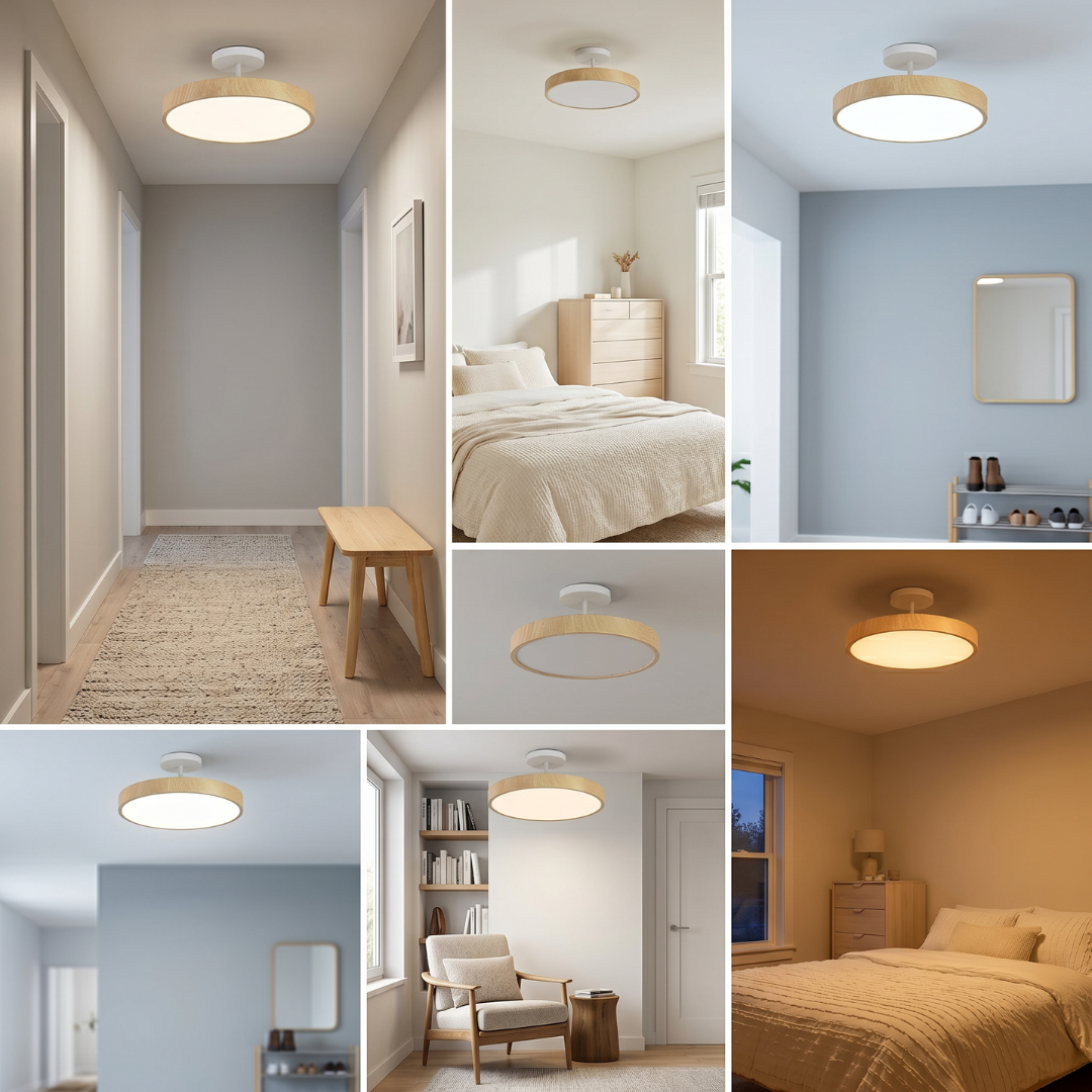 LED Semi-Flush Mount Ceiling Light Fixture – Japanese Round Ceiling Light