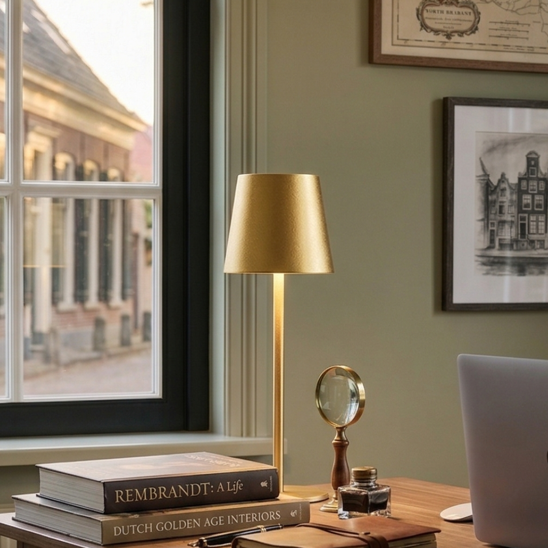 Gold Metal Table Lamp – Modern Accent Desk Lamp